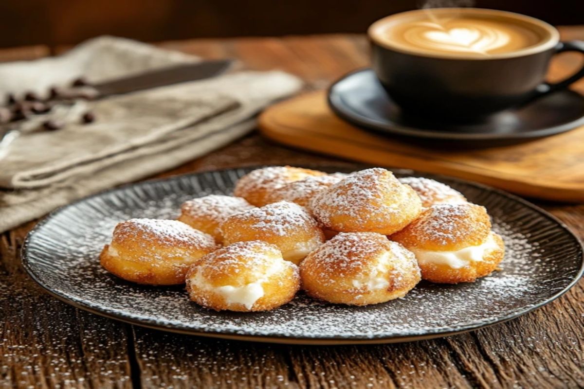 Crispy buttery cannoncini with Italian cream filling on a plate.