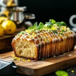 Blender filled with ingredients for Lemon Bread including lemon zest and juice