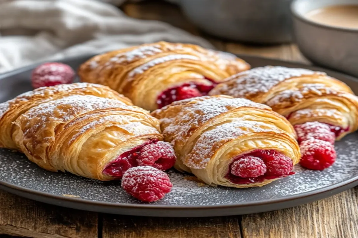 Assembling Chocolate-Filled Croissants with Raspberries