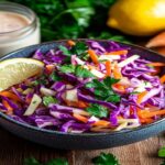 Kohlrabi and vegetables sliced for slaw preparation.