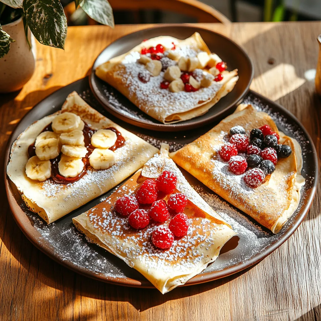 Variety of sweet crêpe toppings