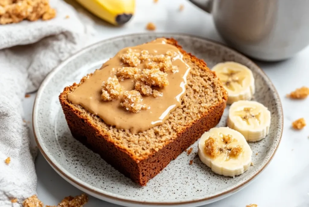 Fresh banana bread recipe 2 bananas on a wooden table