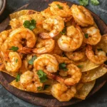 Crispy shrimp quesadillas served with guacamole and salsa.