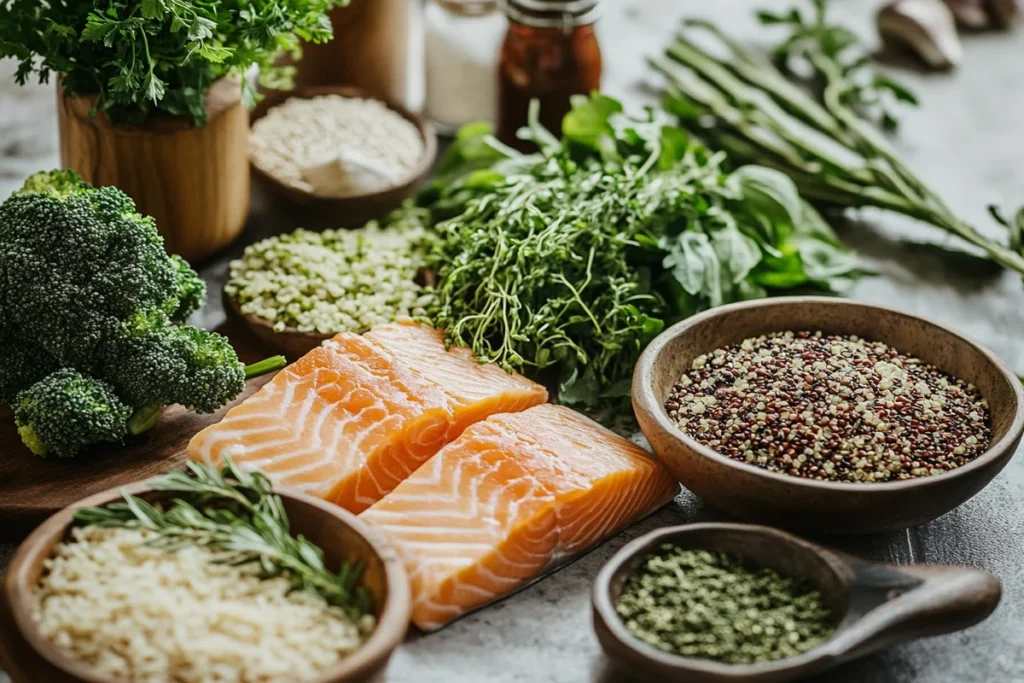 Salmon Rice Pilaf with Broccoli Rabe Description