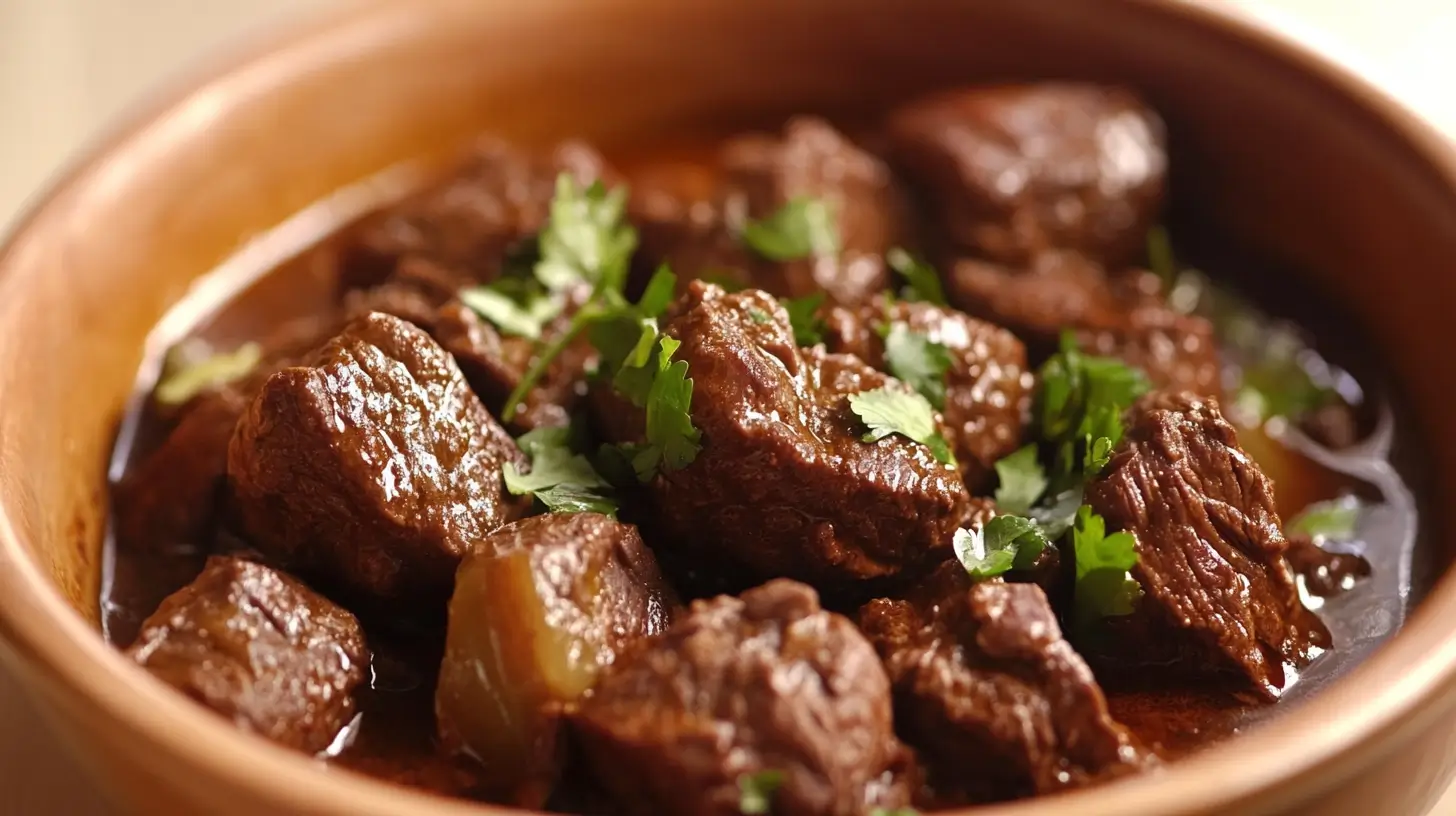 Traditional Moroccan Beef Tagine with apricots and almonds