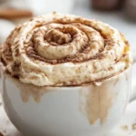 Freshly made Cinnamon Roll Mug Cake with icing