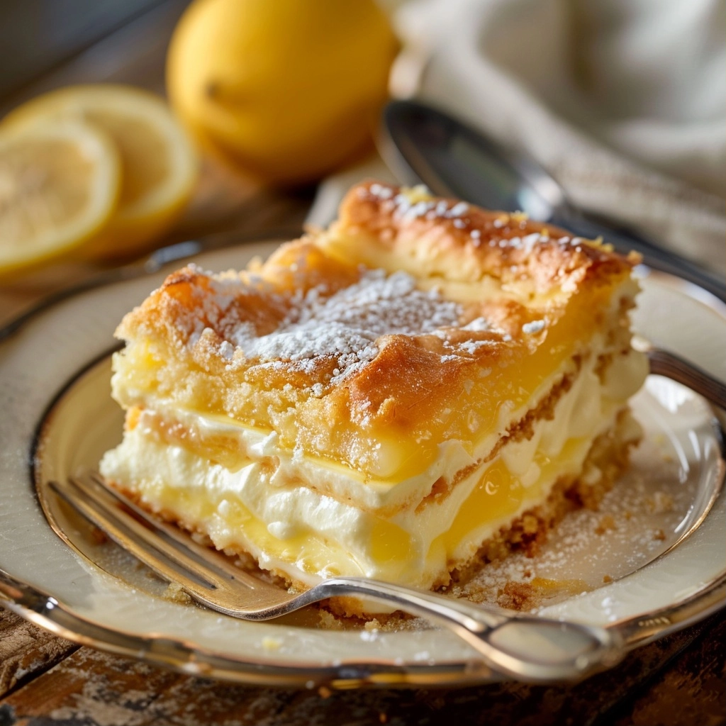 Tangy Lemon Cream Cheese Dump Cake with a Buttery Crust