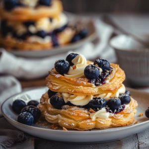 Blueberry Pastry Rings with Vanilla Cream Filling