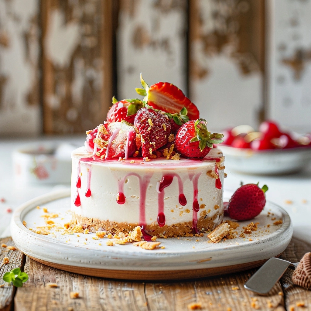 No Bake Strawberry Cheesecake Oreo Crust