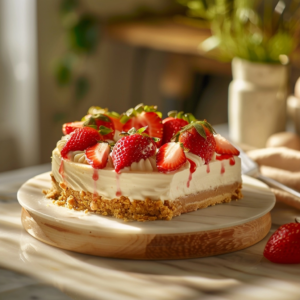 No Bake Strawberry Cheesecake Pie