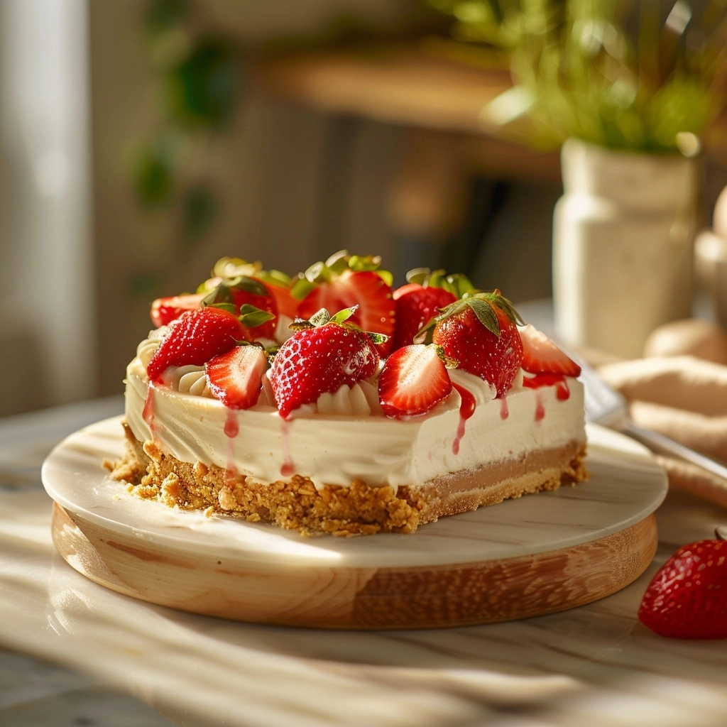 No Bake Strawberry Cheesecake Pie