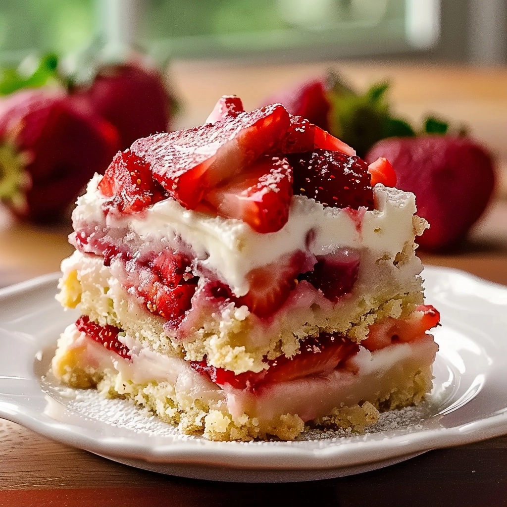 Simple Homemade Strawberry Shortcake Bars Recipe