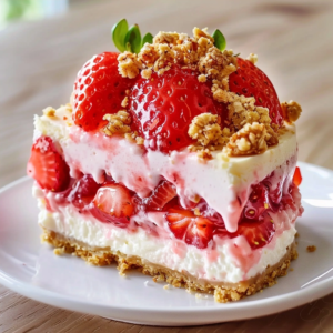 Berrylicious Strawberry Crunch Cheesecake – Creamy & No-Bake!