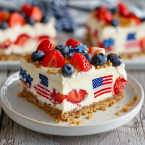 Indulge in Patriotic No-Bake Flag Cheesecake Bars!