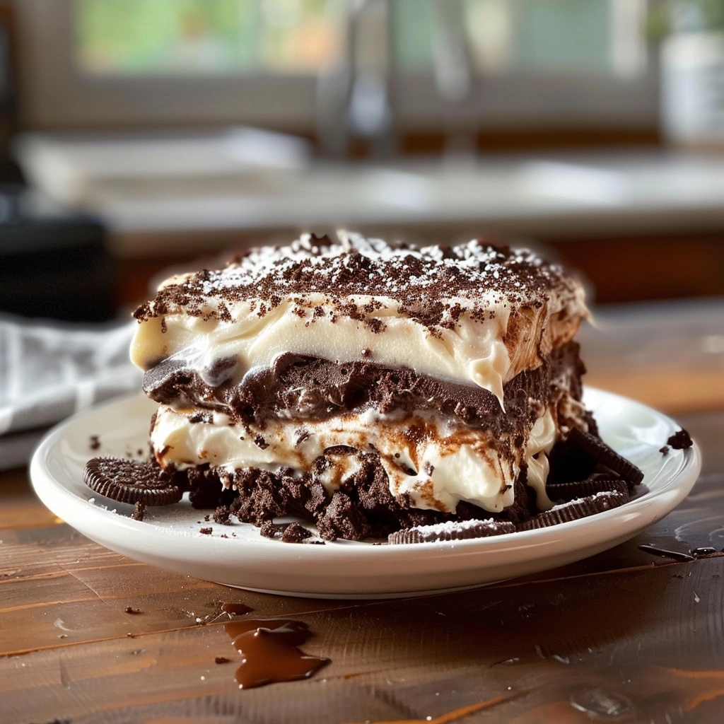 Decadent Chocolate Lasagna Recipe with Oreo Crust Layers