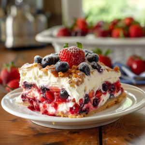 Strawberry Blueberry Dessert Lasagna – Creamy & Fruity Delight